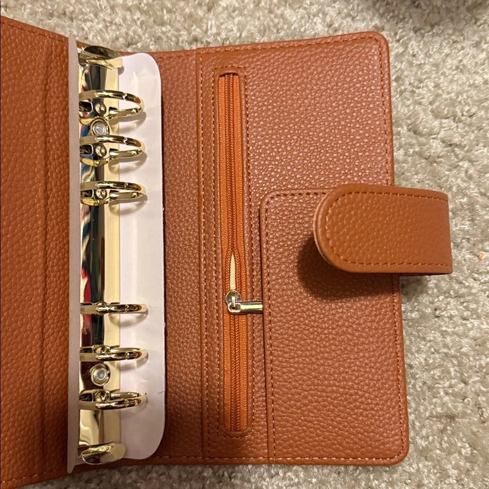 A6 Personal Binder Brown Pebbled Leather Wallet/Planner